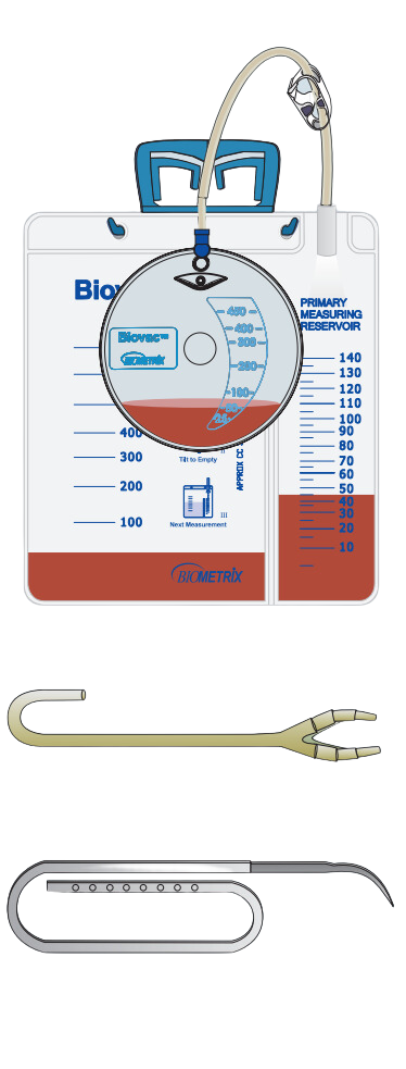 BIOVAK 450 мл аспіраційна система пружинного типу в наборі з круглим силіконовим дренажем 16 Fr, мішком, голкою троакару, Biometrix